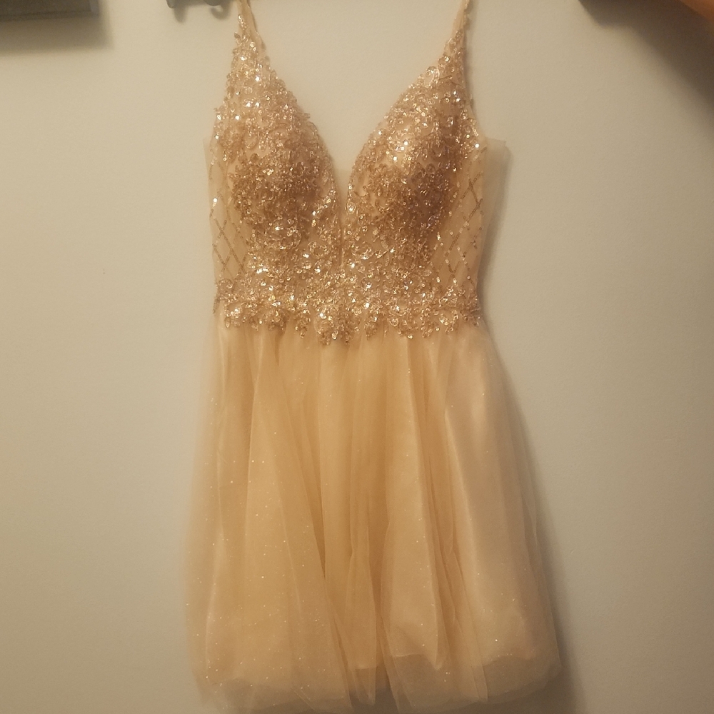 Cinderella Sparkling Gold Mini Dress